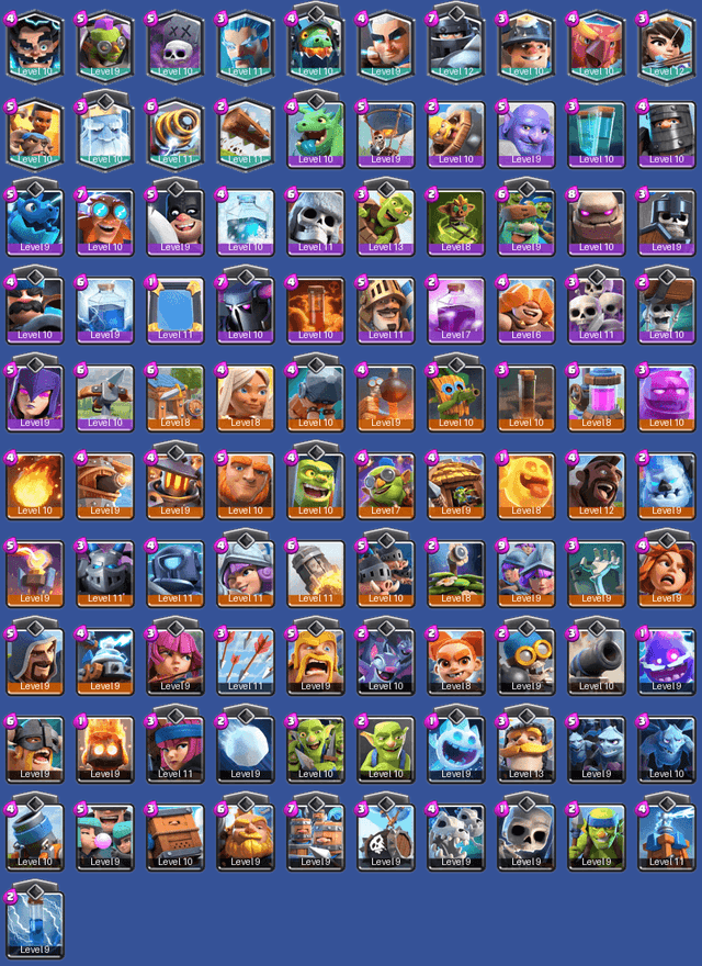 [KT12] | Level 34 | 5275 Trophies | Arena 15 | 101/125 Cards | 556 Wins | BS Lv.26 | 14 Legendary | 28 Epic | Full Access
