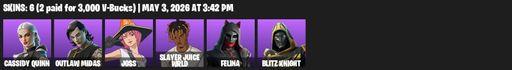 [PC/PSN] | 6 skins | Cassidy Quinn | Outlaw Midas | Joss | Slayer Juice WRLD | Felina | Blitz Knight | Storm's Maw | The Gorgonblades | Shatter Sonic | Full Access