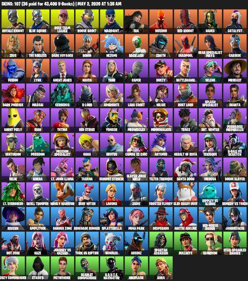 [PC/PSN] | 107 skins | Take The L | OG STW | Royale Knight | Blue Squire | Lara Croft | Rose Team Leader | Rogue Agent | Warpaint | Era | Inferno | Full Access