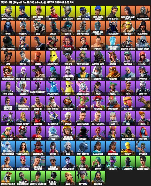 [PC/PSN/XBOX] | 117 skins | 550 V-bucks | Merry Mint Axe | Leviathan Axe | Take The L | OG STW | The Reaper | Elite Agent | Omega | Rogue Agent | Full Access
