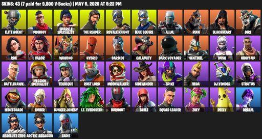 [PC/XBOX] | 43 skins | Take The L | Floss | Sparkle Specialist | Royale Knight | The Reaper | Elite Agent | Blue Squire | Prodigy | A.I.M. | Ruin | Full Access