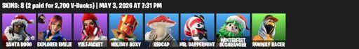 [PC/PSN/XBOX] | 8 skins | Santa Dogg | Explorer Emilie | Yulejacket | Holiday Boxy | Redcap | Mr. Dappermint | Winterfest Bushranger | Runway Racer | Full Access