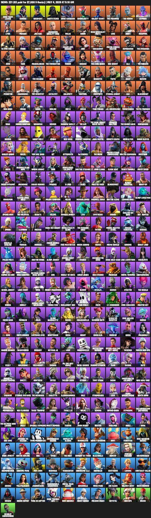 [PC/PSN] | 331 skins | Merry Mint Axe | OG STW | Lara Croft | Rose Team Leader | Xander | Warpaint | Darth Vader | Spire Assassin | Singularity | Full Access