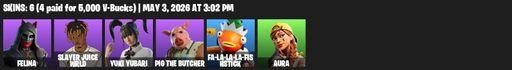 [PC/PSN/XBOX] | 6 skins | Felina | Slayer Juice WRLD | Yuki Yubari | Pig the Butcher | Fa-La-La-La-Fishstick | Aura | Claw-chucks | Humbug Slicer | Full Access