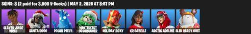 [PC/XBOX] | 8 skins | Slayer Juice WRLD | Santa Dogg | Polar Peely | Winterfest Bushranger | Holiday Boxy | Krisabelle | Arctic Adeline | Full Access