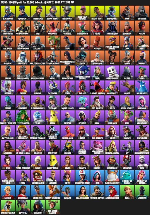 [PC/PSN] | 134 skins | Take The L | OG STW | Travis Scott | The Reaper | Elite Agent | Blue Squire | Omega | Warpaint | Rogue Agent | Rose Team Leader | Full Access