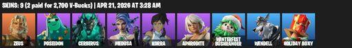 [PC/XBOX] | 9 skins | Zeus | Poseidon | Cerberus | Medusa | Korra | Aphrodite | Winterfest Bushranger | Wendell | Holiday Boxy | Full Access
