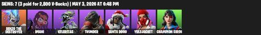 [PC/PSN/XBOX] | 7 skins | Renzo the Destroyer | Imani | Keleritas | Thunder | Santa Dogg | Yulejacket | Champion Siren | Momentum | Full Access