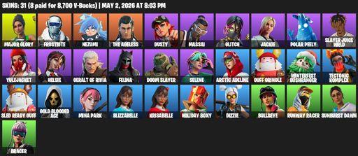 [PC/PSN/XBOX] | 31 skins | Major Glory | Frostbite | Nezumi | The Ageless | Dusty | Massai | Glitch | Jackie | Polar Peely | Slayer Juice WRLD | Full Access