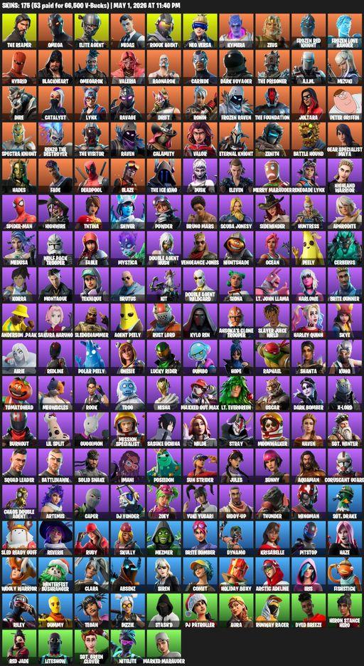 [PC/PSN/XBOX] | 175 skins | Take The L | The Reaper | Elite Agent | Omega | Midas | Rogue Agent | Neo Versa | Kymera | Zeus | Frozen Red Knight | Full Access