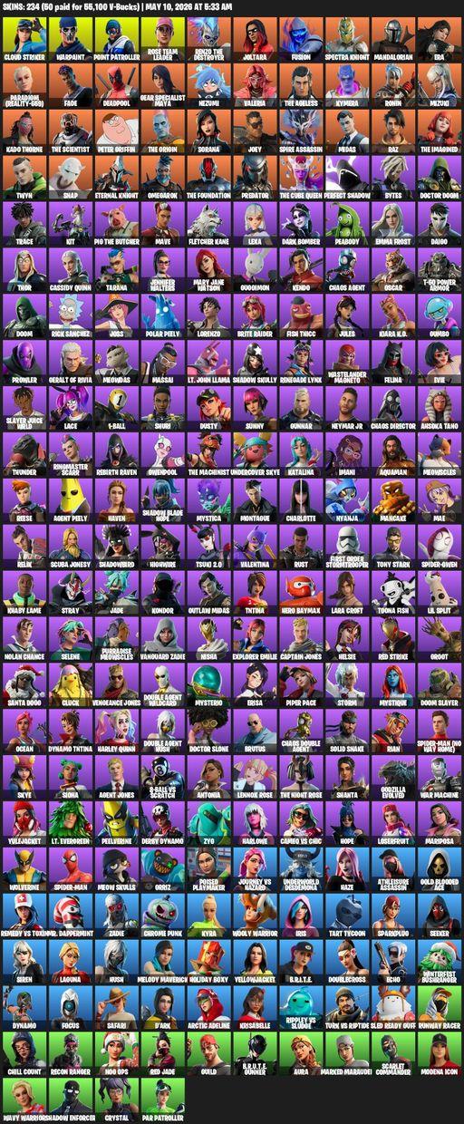 [PC/XBOX] | 234 skins | OG STW | Lara Croft | Cloud Striker | Warpaint | Point Patroller | Rose Team Leader | Renzo the Destroyer | Joltara | Fusion | Full Access