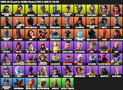 [PC/PSN/XBOX] | 66 skins | Take The L | OG STW | Royale Knight | The Reaper | Elite Agent | Blue Squire | Omega | Lara Croft | Huntmaster Saber | Full Access
