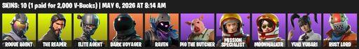 [PC/PSN/XBOX] | 10 skins | 1300 V-bucks | Take The L | The Reaper | Elite Agent | Rogue Agent | Dark Voyager | Raven | Pig the Butcher | Full Access