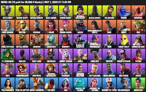 [PC/PSN/XBOX] | 60 skins | Floss | Take The L | Black Knight | Travis Scott | Sparkle Specialist | Royale Knight | The Reaper | Elite Agent | Full Access