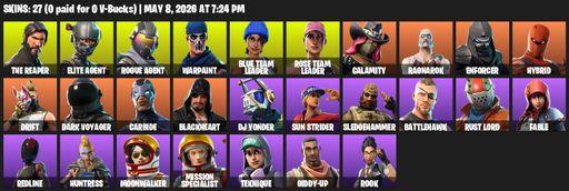 [PC/PSN/XBOX] | 27 skins | Take The L | OG STW | The Reaper | Elite Agent | Rogue Agent | Warpaint | Blue Team Leader | Rose Team Leader | Calamity | Full Access