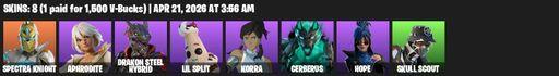 [PC/XBOX] | 8 skins | Spectra Knight | Aphrodite | Drakon Steel Hybrid | Lil Split | Korra | Cerberus | Hope | Skull Scout | Hadean Key | Full Access