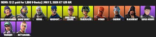 [PC/PSN/XBOX] | 12 skins | OG STW | Sub Commander | Rogue Agent | Havoc | Warpaint | Rose Team Leader | Trailblazer | Hybrid | Carbide | Blackheart | Full Access