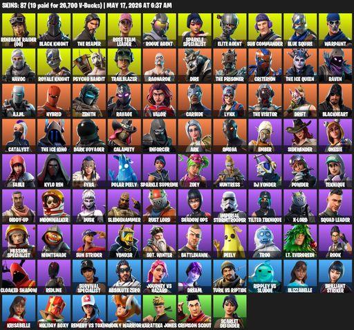 [PC/PSN/XBOX] | 87 skins | 9700 V-bucks | Take The L | Floss | OG STW | Black Knight | Sparkle Specialist | Royale Knight | The Reaper | Elite Agent | Full Access