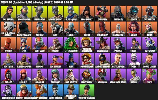 [PC/PSN/XBOX] | 56 skins | Take The L | Royale Knight | The Reaper | Elite Agent | Blue Squire | Omega | Rogue Agent | Blackheart | Calamity | Full Access