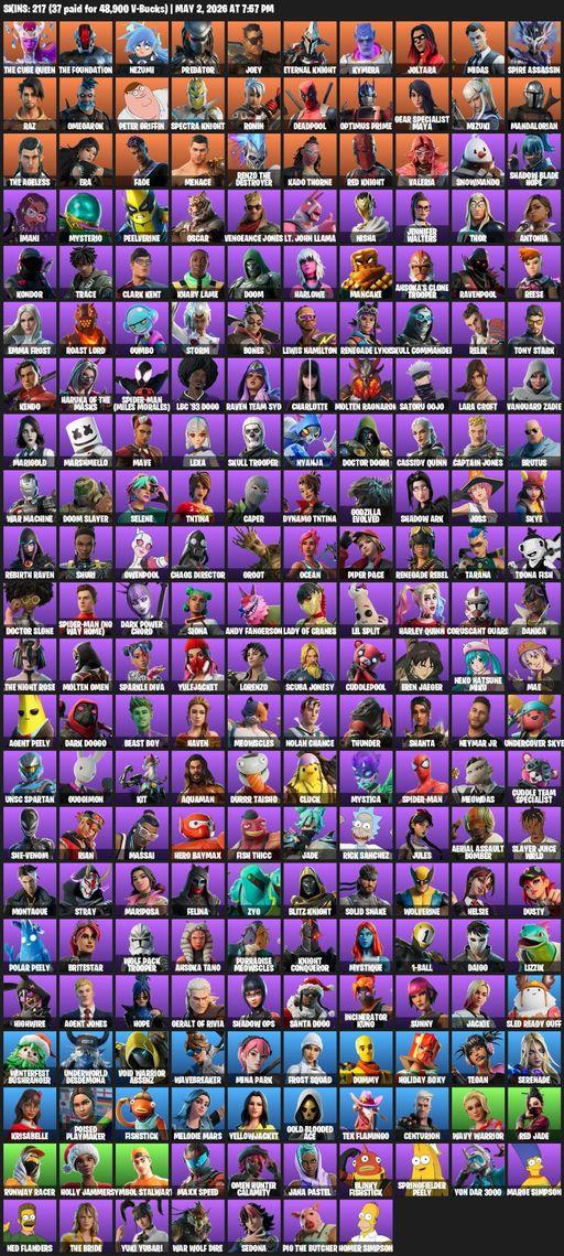 [PC/XBOX] | 217 skins | Lara Croft | Reaper Axe | The Cube Queen | The Foundation | Nezumi | Predator | Joey | Eternal Knight | Kymera | Joltara | Full Access
