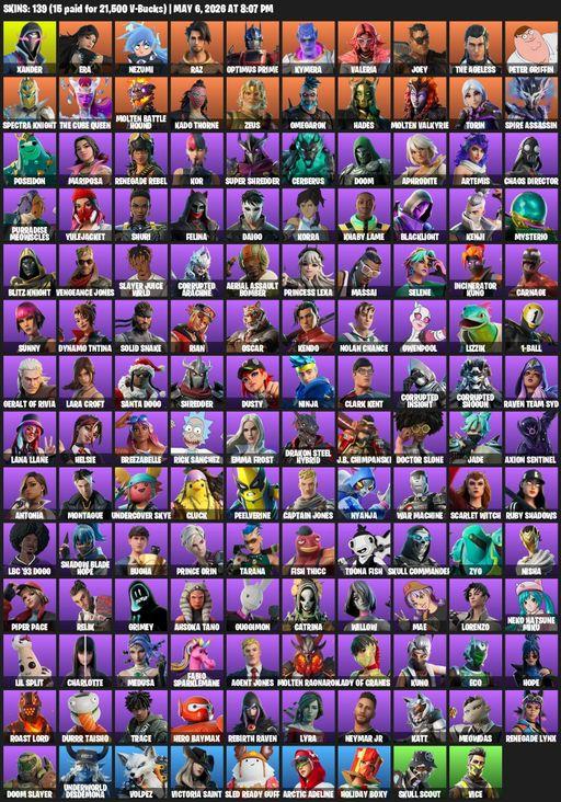 [PC/XBOX] | 139 skins | Lara Croft | Xander | Era | Nezumi | Raz | Optimus Prime | Kymera | Valeria | Joey | The Ageless | Peter Griffin | Full Access