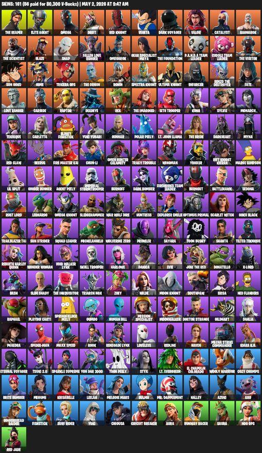 [PC/PSN/XBOX] | 161 skins | Take The L | The Reaper | Elite Agent | Omega | Drift | Red Knight | Vegeta | Dark Voyager | Valor | Catalyst | Ragnarok | Full Access