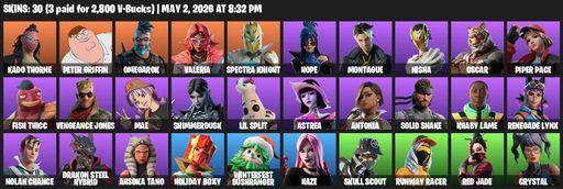 [PC/PSN/XBOX] | 30 skins | Kado Thorne | Peter Griffin | Omegarok | Valeria | Spectra Knight | Hope | Montague | Nisha | Oscar | Piper Pace | Full Access
