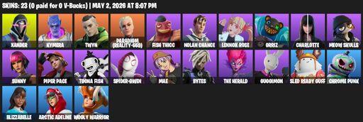 [PC/PSN/XBOX] | 23 skins | 700 V-bucks | Xander | Kymera | Twyn | Paradigm (Reality-659) | Fish Thicc | Nolan Chance | Lennox Rose | Grriz | Charlotte | Full Access