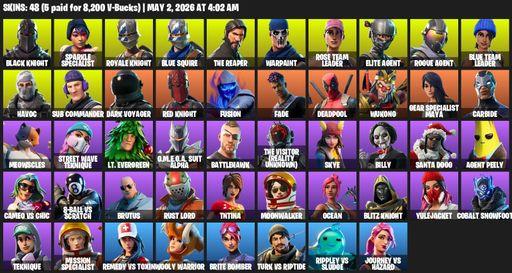 [PC/PSN/XBOX] | 48 skins | Floss | Take The L | OG STW | Black Knight | Sparkle Specialist | Royale Knight | The Reaper | Elite Agent | Blue Squire | Full Access