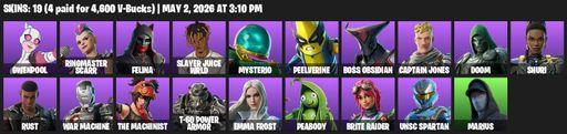 [PC/PSN/XBOX] | 19 skins | Gwenpool | Ringmaster Scarr | Felina | Slayer Juice WRLD | Mysterio | Peelverine | Boss Obsidian | Captain Jones | Doom | Full Access