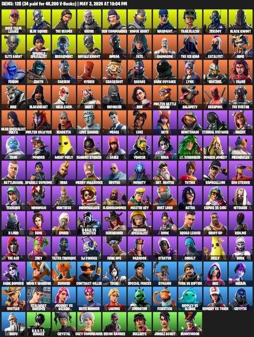 [PC/PSN/XBOX] | 128 skins | Merry Mint Axe | Floss | Take The L | OG STW | Black Knight | Sparkle Specialist | Royale Knight | The Reaper | Full Access