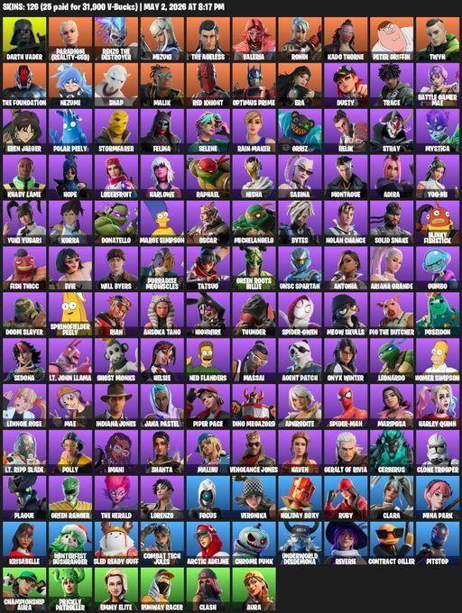 [PC/PSN] | 126 skins | Darth Vader | Paradigm (Reality-659) | Renzo the Destroyer | Mizuki | The Ageless | Valeria | Ronin | Kado Thorne | Full Access