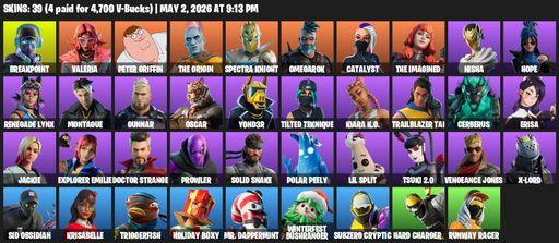 [PC/XBOX] | 39 skins | Breakpoint | Valeria | Peter Griffin | The Origin | Spectra Knight | Omegarok | Catalyst | The Imagined | Nisha | Hope | Full Access