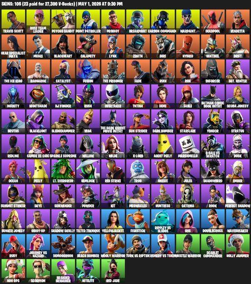 [PC/PSN/XBOX] | 105 skins | OG STW | Travis Scott | Rose Team Leader | Psycho Bandit | Point Patroller | Prodigy | Breakpoint | Carbon Commando | Full Access