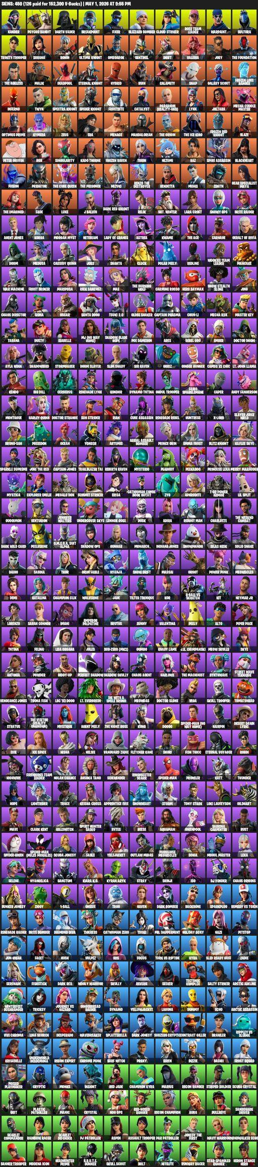 [PC/PSN/XBOX] | 450 skins | Leviathan Axe | OG STW | Renegade Raider | Lara Croft | Xander | Psycho Bandit | Darth Vader | Breakpoint | Fixer | Full Access