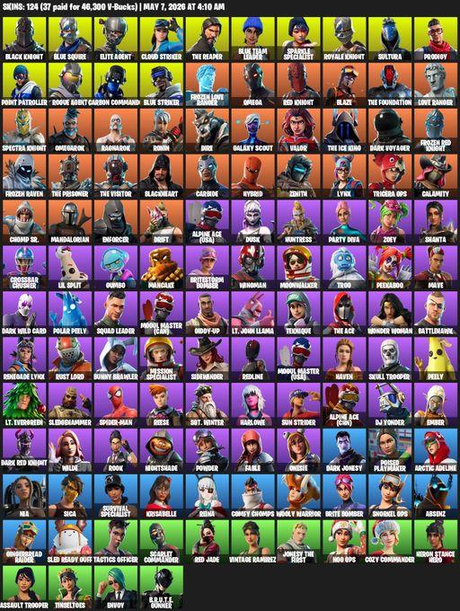 [PC/XBOX] | 124 skins | Take The L | Floss | Black Knight | Sparkle Specialist | Royale Knight | The Reaper | Elite Agent | Blue Squire | Omega | Full Access