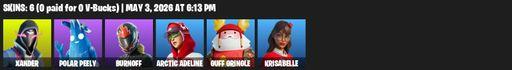 [PC/PSN] | 6 skins | Xander | Polar Peely | Burnoff | Arctic Adeline | Guff Gringle | Krisabelle | Oasis Wind | Holly Hatchets | Full Access