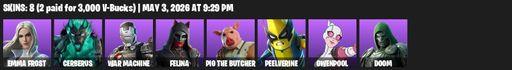[PC/PSN/XBOX] | 8 skins | Emma Frost | Cerberus | War Machine | Felina | Pig the Butcher | Peelverine | Gwenpool | Doom | Felina's Claw | Shaderippers | Full Access