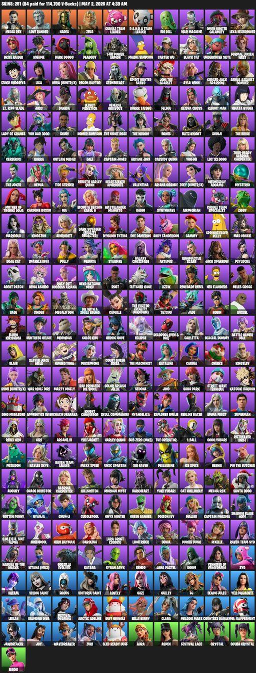 [PC/XBOX] | 251 skins | Midas Rex | Love Ranger | Hades | Zeus | Cuddle Team Leader | P.A.N.D.A Team Leader | Big Dill | War Machine | Full Access