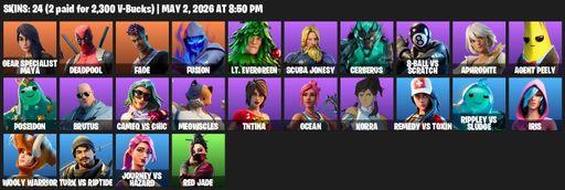 [PC/PSN/XBOX] | 24 skins | Gear Specialist Maya | Deadpool | Fade | Fusion | Lt. Evergreen | Scuba Jonesy | Cerberus | 8-Ball vs Scratch | Aphrodite | Full Access