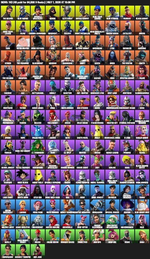 [PC/PSN/XBOX] | 163 skins | Raider's Revenge | Floss | Take The L | OG STW | Black Knight | IKONIK | Sparkle Specialist | Royale Knight | The Reaper | Full Access