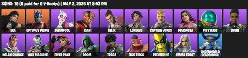 [PC/XBOX] | 19 skins | Era | Optimus Prime | Gwenpool | Rian | Relik | Lorenzo | Captain Jones | Mariposa | Mysterio | Shuri | Nolan Chance | Full Access