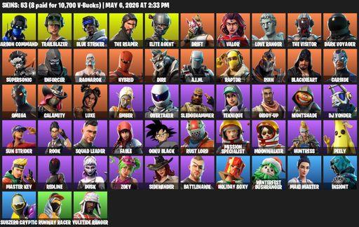 [PC/XBOX] | 53 skins | Take The L | The Reaper | Elite Agent | Omega | Mako | Reaper Axe | Carbon Commando | Trailblazer | Blue Striker | Drift | Full Access