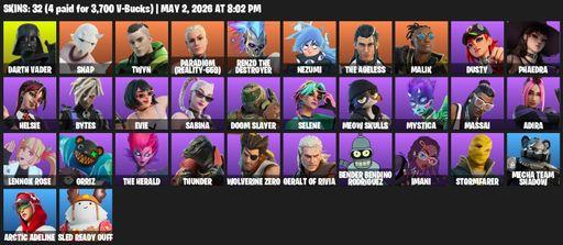 [PC/PSN/XBOX] | 32 skins | Darth Vader | Snap | Twyn | Paradigm (Reality-659) | Renzo the Destroyer | Nezumi | The Ageless | Malik | Dusty | Phaedra | Full Access