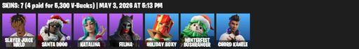 [PC/XBOX] | 7 skins | Slayer Juice WRLD | Santa Dogg | Katalina | Felina | Holiday Boxy | Winterfest Bushranger | Chord Kahele | Full Access
