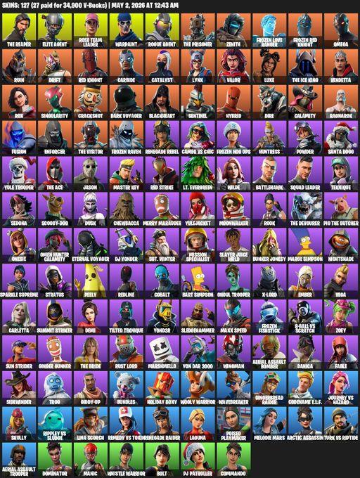 [PC/PSN/XBOX] | 127 skins | Take The L | OG STW | Renegade Raider | Aerial Assault Trooper | The Reaper | Elite Agent | Omega | Rose Team Leader | Full Access