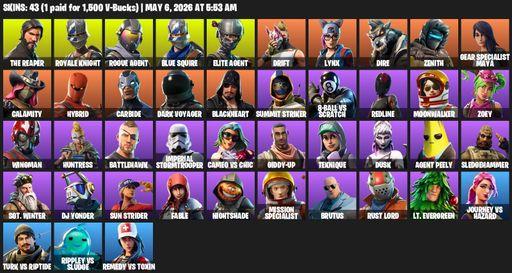 [PC/PSN] | 43 skins | Take The L | Royale Knight | The Reaper | Elite Agent | Blue Squire | Rogue Agent | Drift | Lynx | Dire | Zenith | Full Access