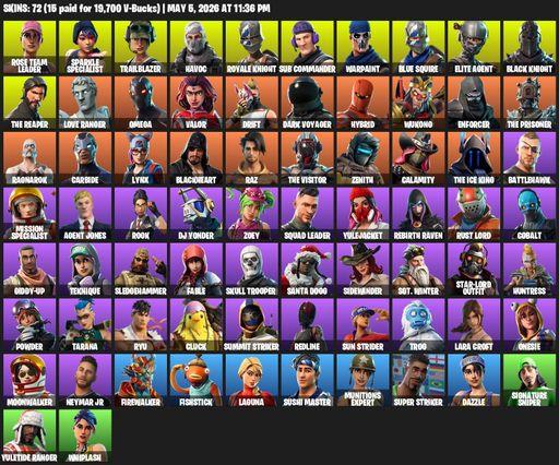 [PC/PSN/XBOX] | 72 skins | 750 V-bucks | Take The L | Floss | OG STW | Black Knight | Sparkle Specialist | Royale Knight | The Reaper | Elite Agent | Full Access