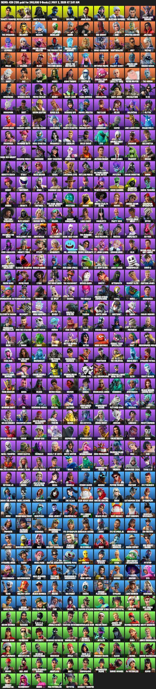 [PC/PSN/XBOX] | 436 skins | Renegade Raider | Lara Croft | Trinity Trooper | Psycho Bandit | Darth Vader | Fixer | Sultura | John Wick | Xander | Full Access