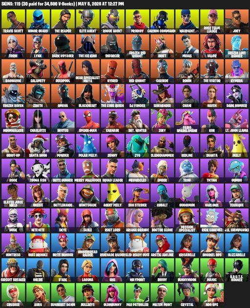 [PC/PSN/XBOX] | 119 skins | Take The L | OG STW | Renegade Raider | Honor Guard | Travis Scott | The Reaper | Elite Agent | Omega | Rogue Agent | Full Access